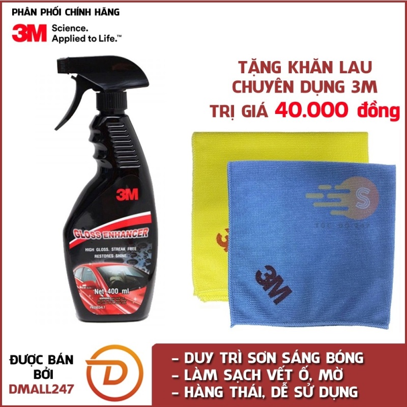 Chai xịt tăng độ bóng sơn ô tô 3M 39034LT (Hàng Thái) tặng khăn lau ô tô chuyên dụng 3M màu ngẫu nhiên