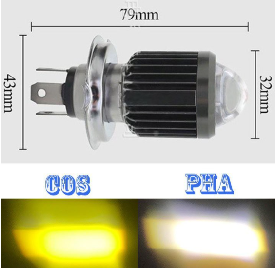 Đèn pha xe máy siêu sáng cos vàng pha trắng, có chân h4 và m5 siêu sáng, bảo hành 3 tháng- dpbv``
