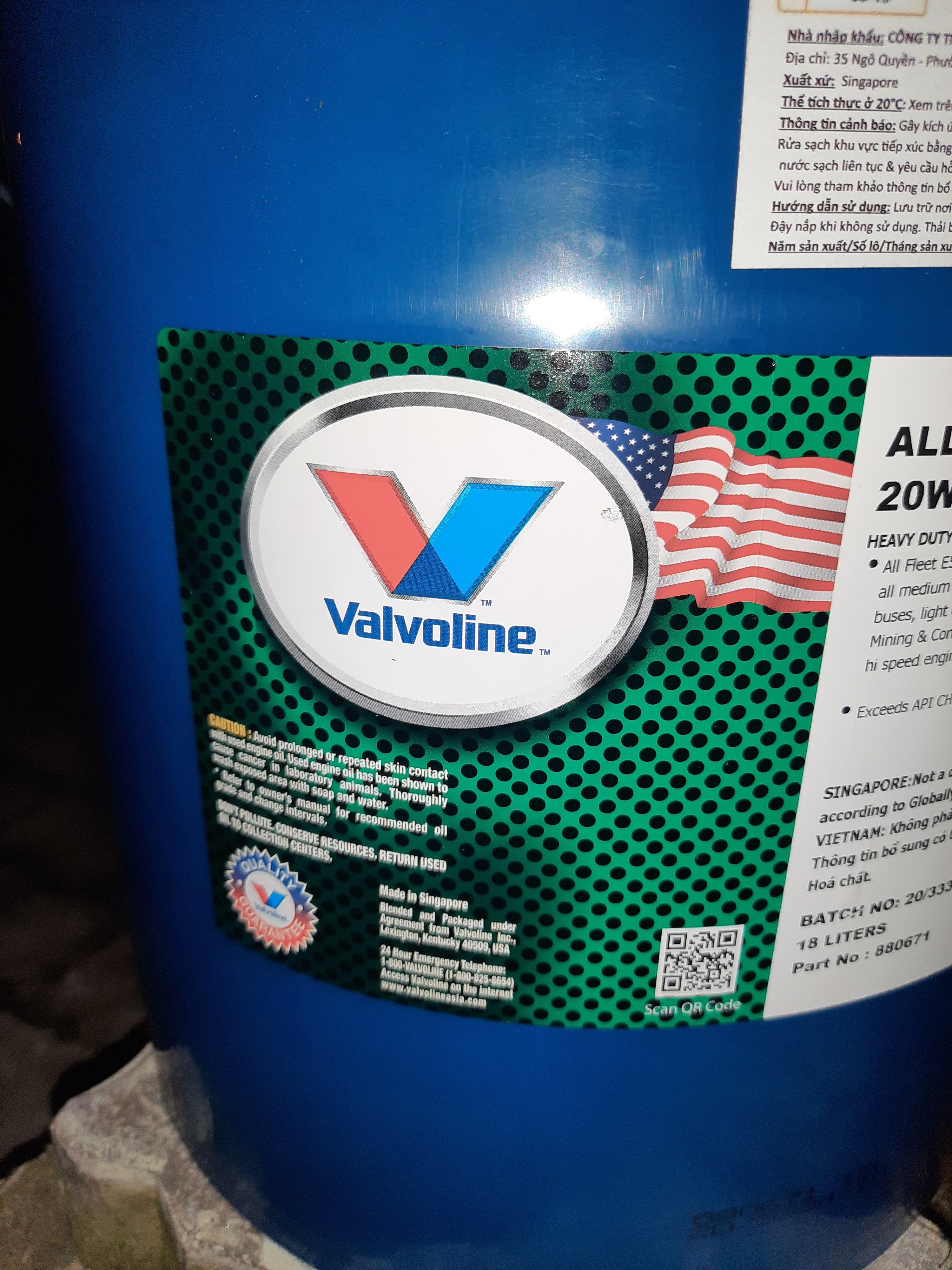 Sản phẩm nhập khẩu (100%) Valvoline 20w50 CH-4