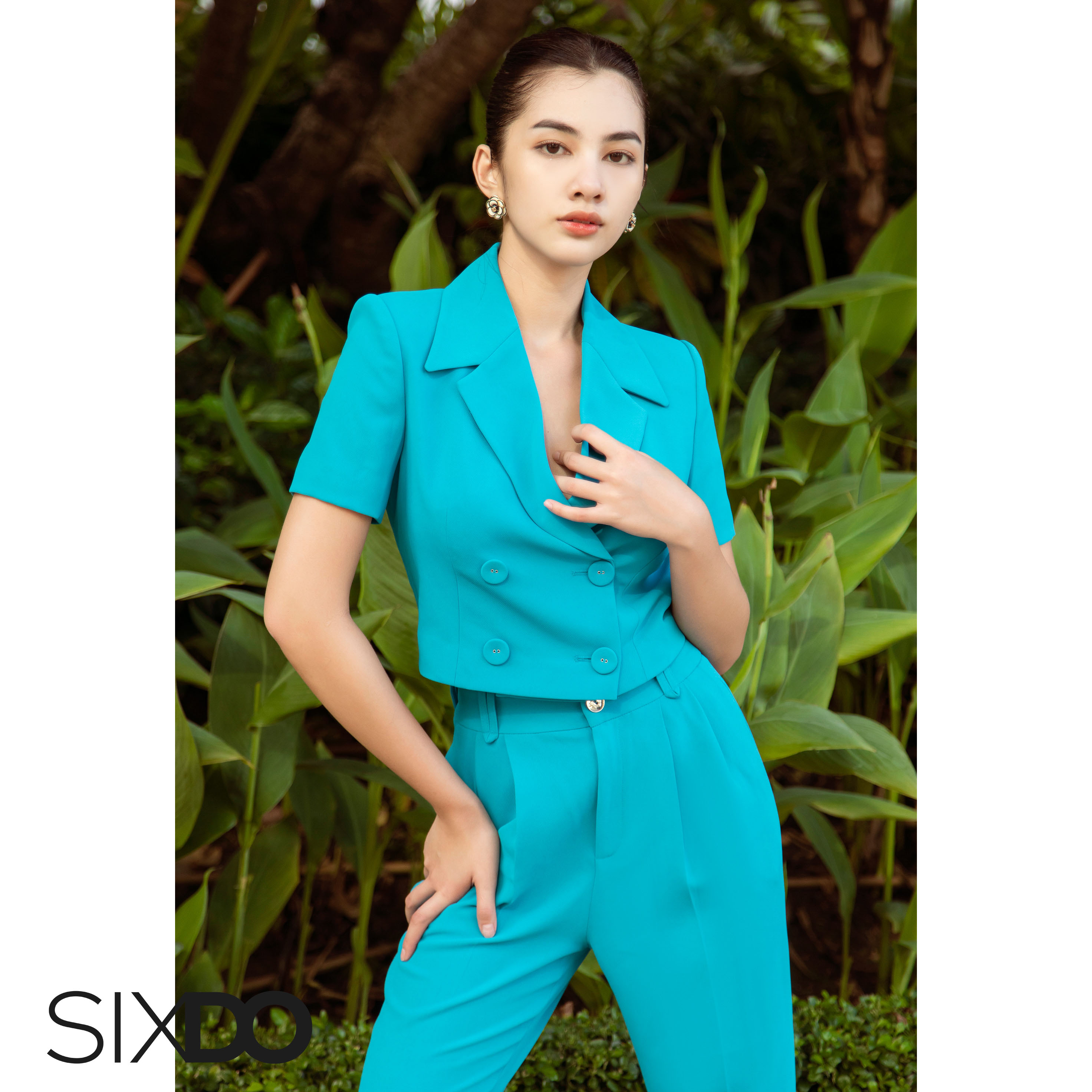 Áo Vest nữ xanh dáng lửng thời trang SIXDO (Sky Cropped Vest)
