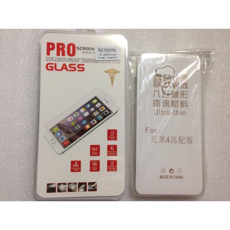 Xiaomi redmi 4 prime Combo cường lực và ốp silicon xiaomi redmi 4prime