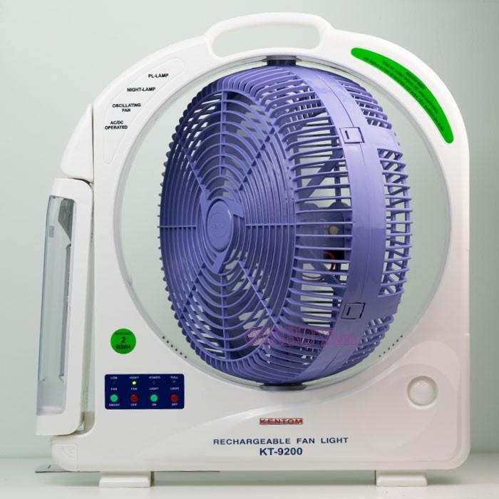 Quạt sạc kiêm đèn sạc 2 bình Kentom KT9200 (Trắng)
