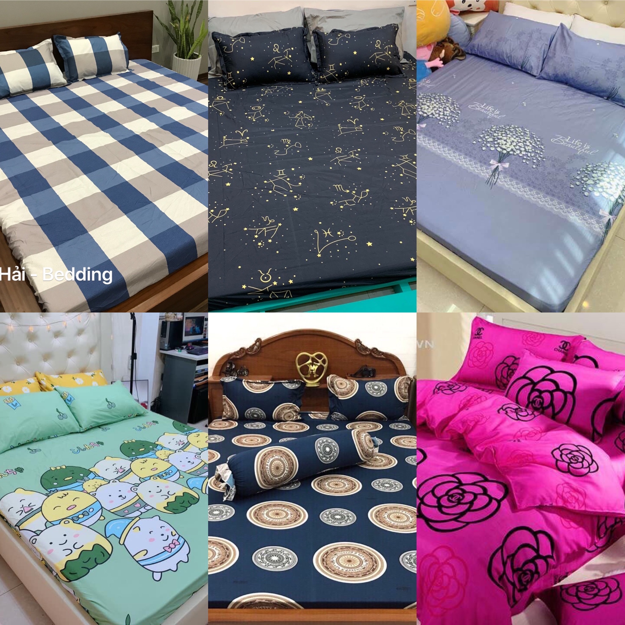 [ Nhiều màu - được chọn mẫu - Đủ kích thước ] Bộ ga gối - Set ga gối - Ga chun bọc và 2 vỏ gối cotton Việt Nam hoạ tiết hiện đại