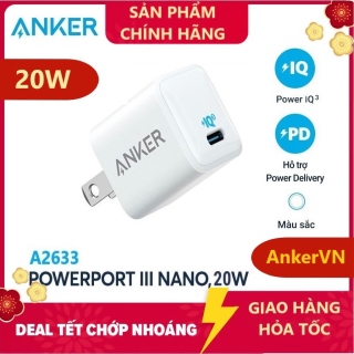 Cốc Sạc ANKER PowerPort III Nano PD 1 Cổng PIQ 20W 30W thumbnail