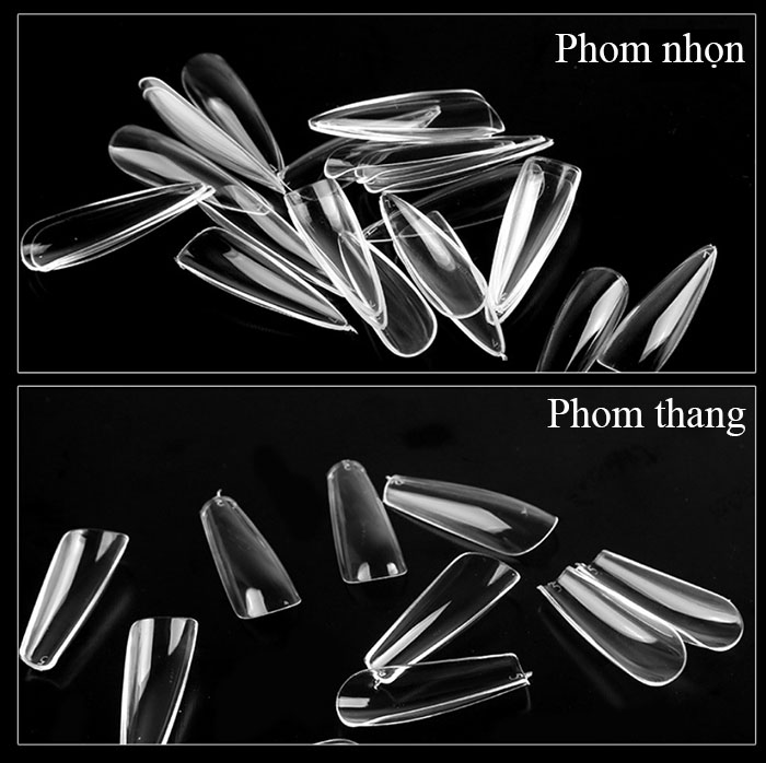 Móng úp phom thang, phom nhọn số lẻ bịch 40 móng tùy chọn size
