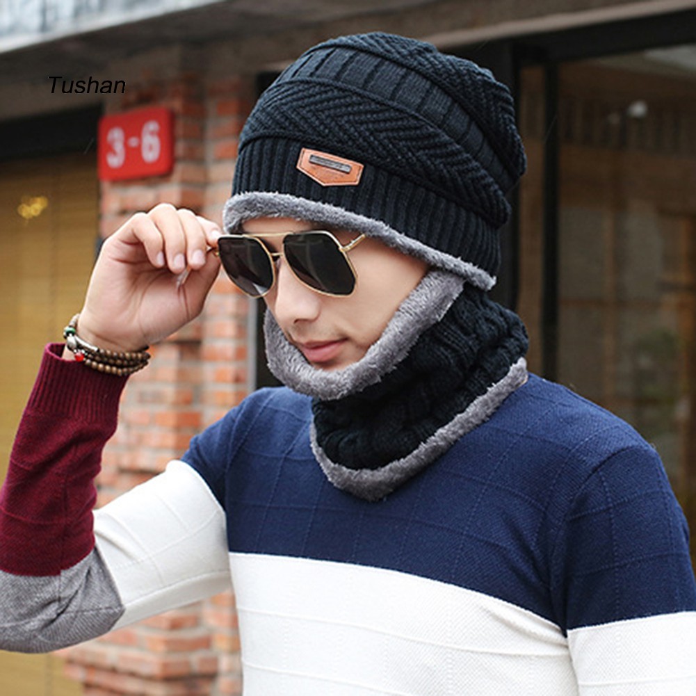 Set Mũ Len Kèm Khăn Quàng Cổ Cho Nam