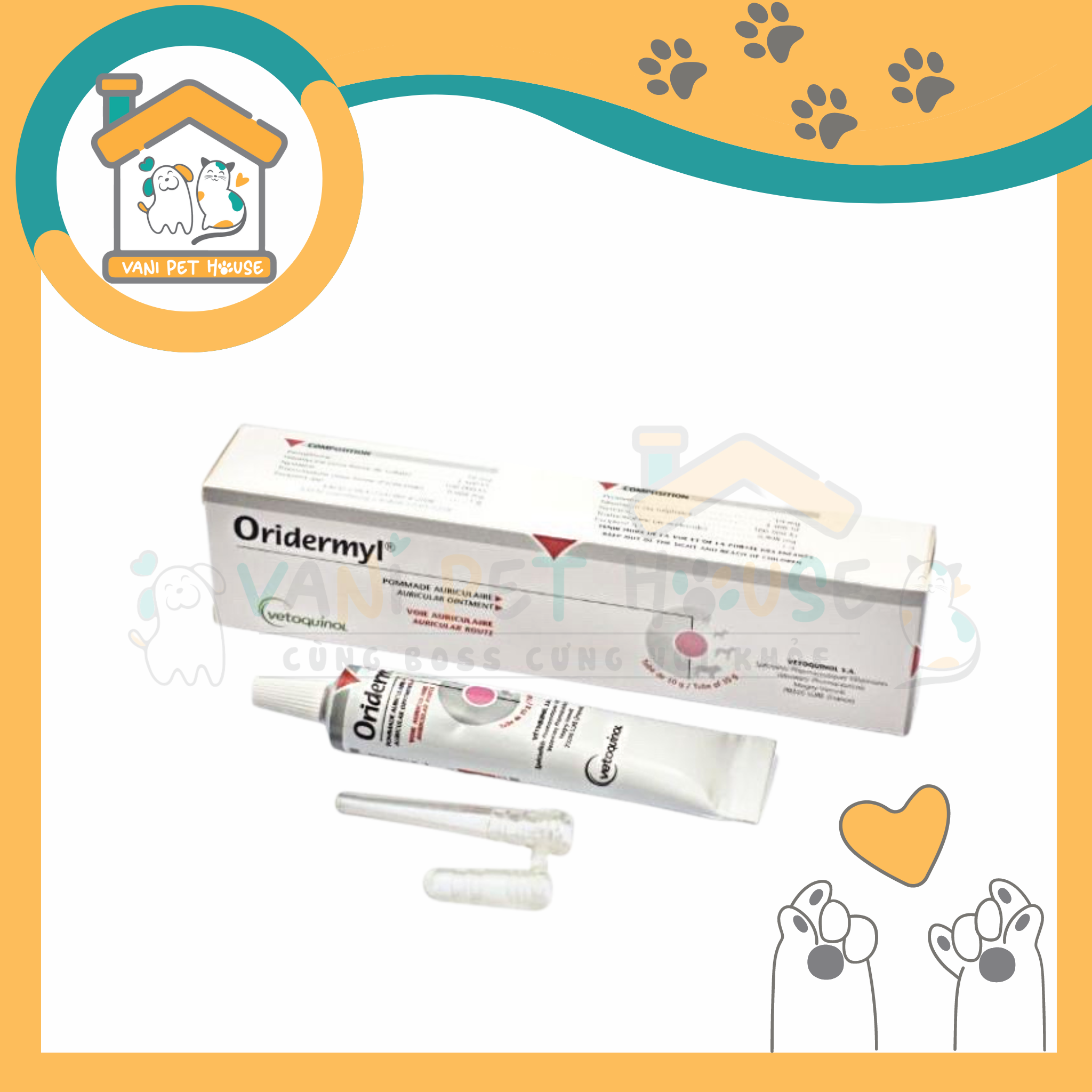 Oridermyl - Viêm tai, nấm tai chó mèo Tuýp bôi da 10g PET UNIVERSE