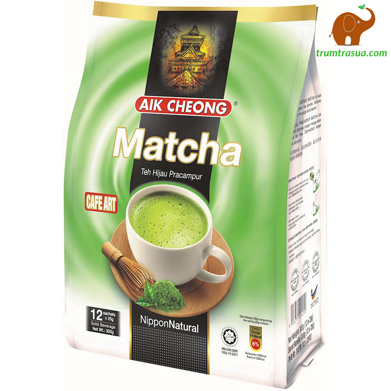 [HCM]Trà Sữa Vị Trà Xanh Aik Cheong Matcha Café Art (12 Gói x 25g)