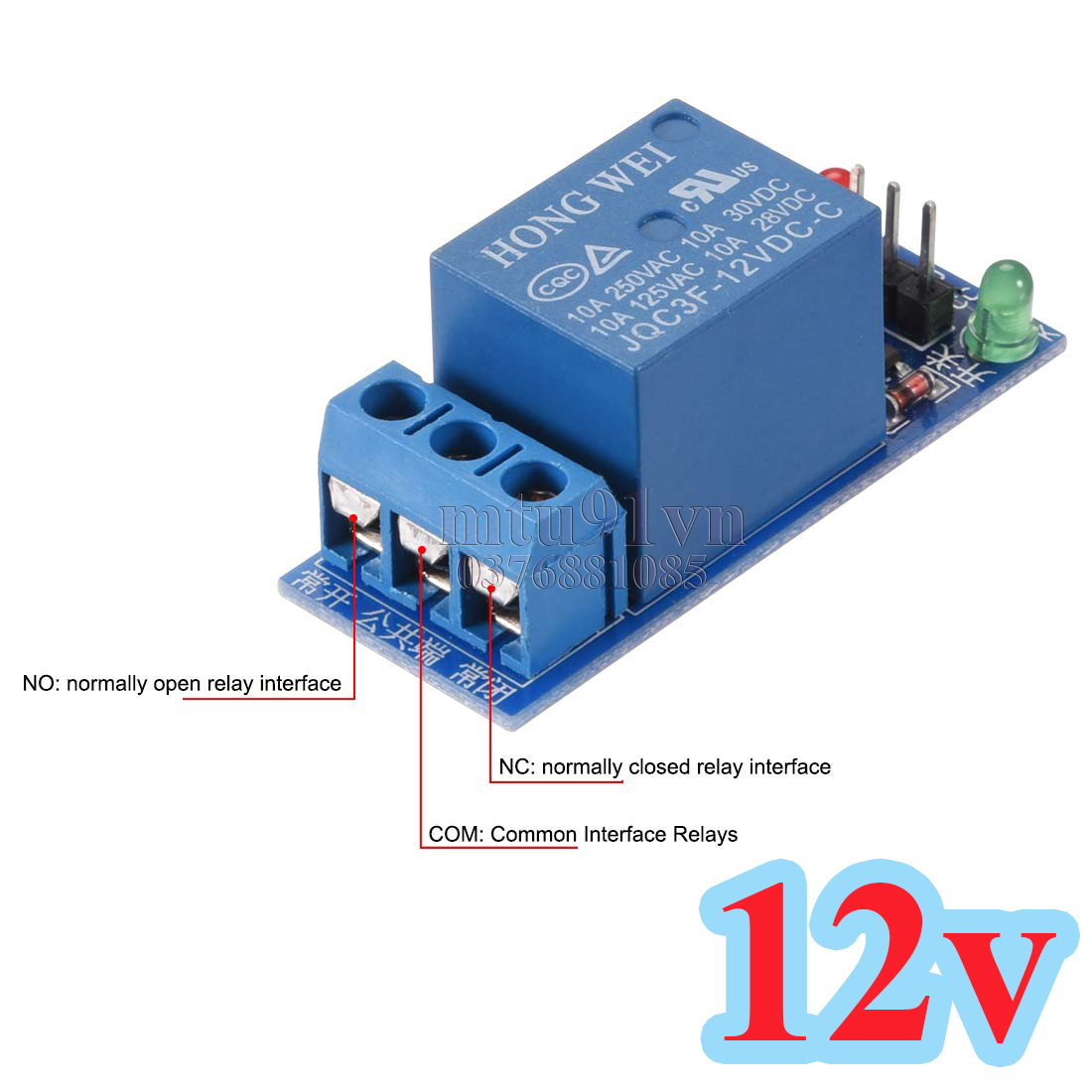 Module 1 Relay Kích Mức Thấp 5V - 12V - 24V