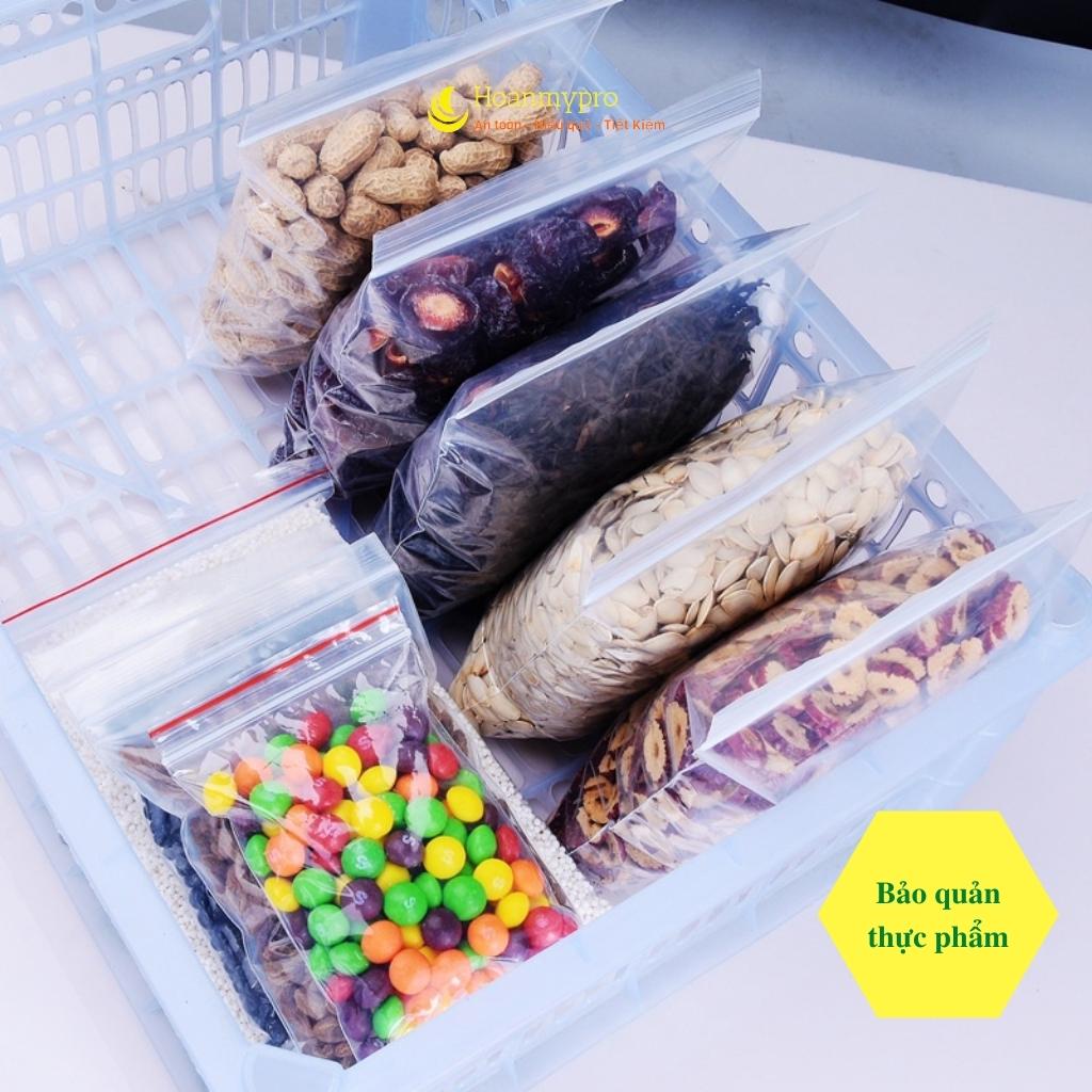 Túi zip 1kg túi zip khóa bấm viền chỉ đỏ loại dày