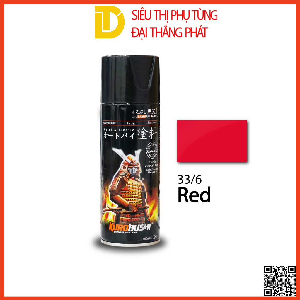 Sơn samurai sơn xịt đủ loại màu 33/6 màu đỏ, sơn xịt xe máy
