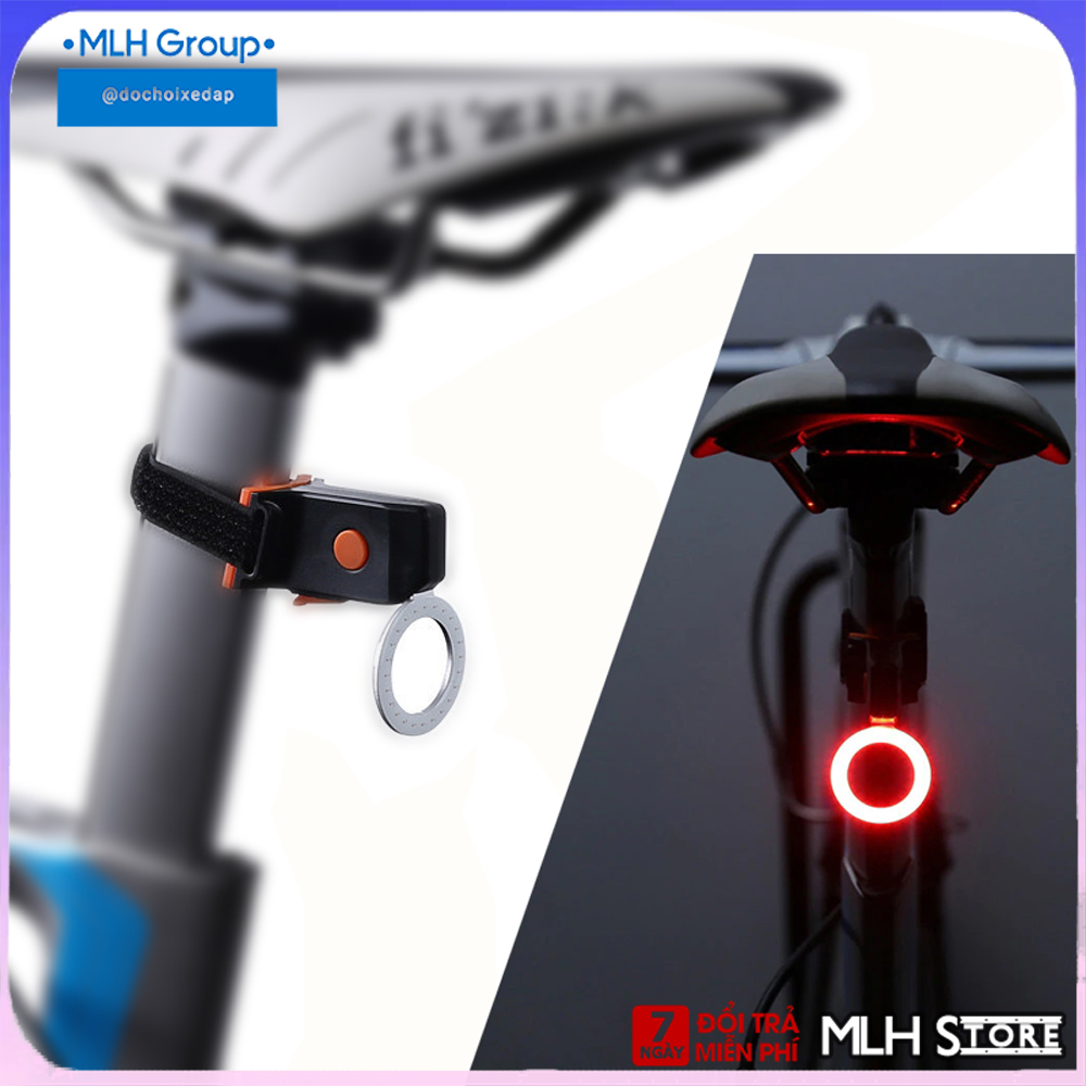 Đèn led cảnh báo Xe Đạp MLH tròn gắn đuôi ban đêm an toàn sạc điện, khung viền kim loại