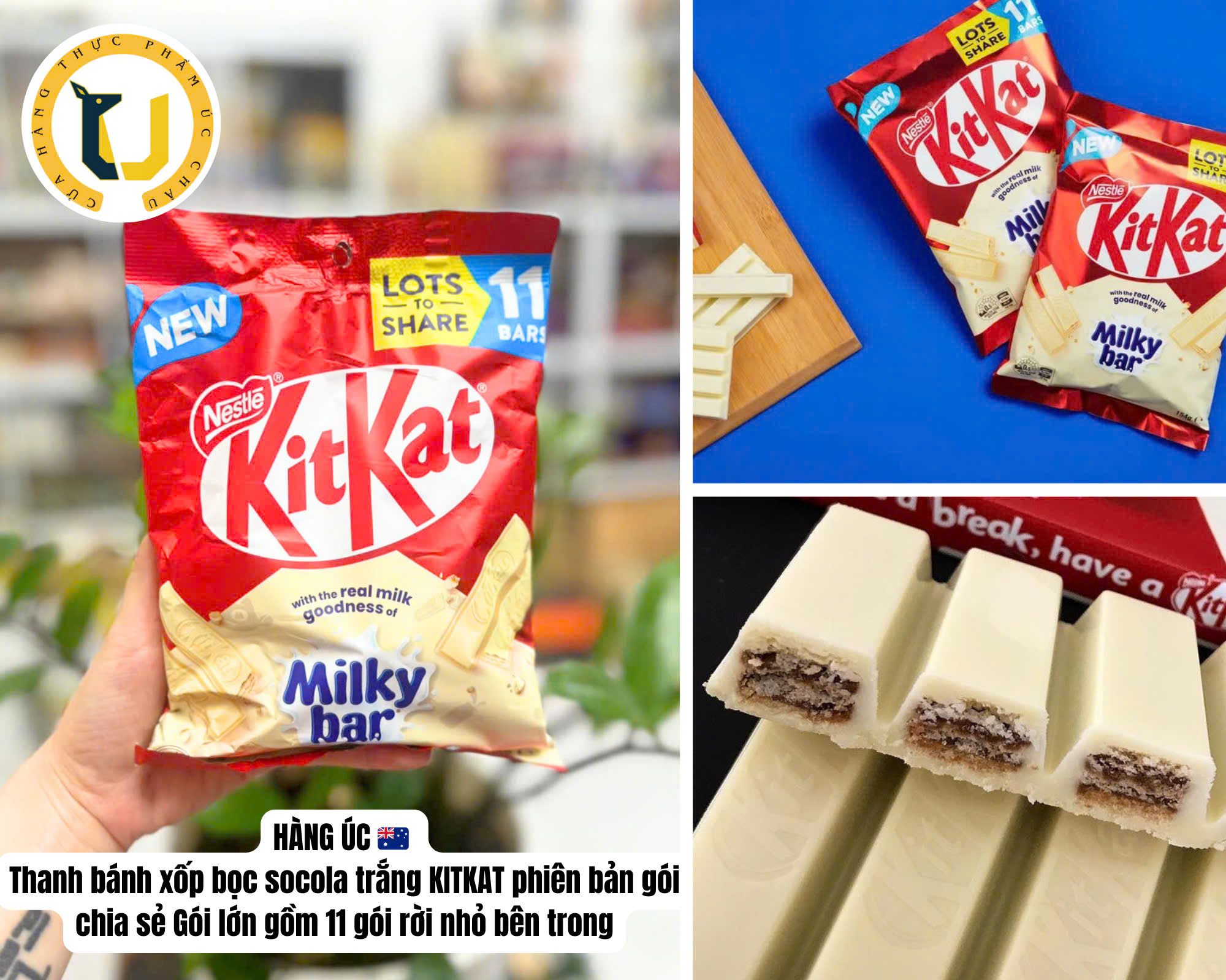 (Australian Product) Milk Chocolate with Sponge Cake Filling in Many Flavors, Mini Version Nestle Kitkat Mini Milk Chocolate, Pack Size 11 Individual Bars