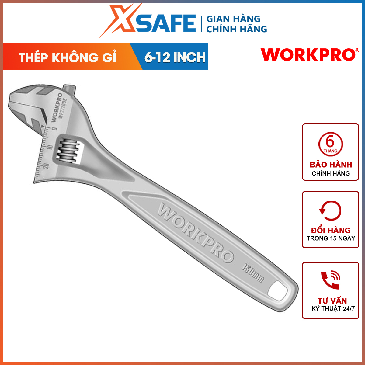 6 inch 150mm workpro adjustable wrench-wp272006-original-xsafe