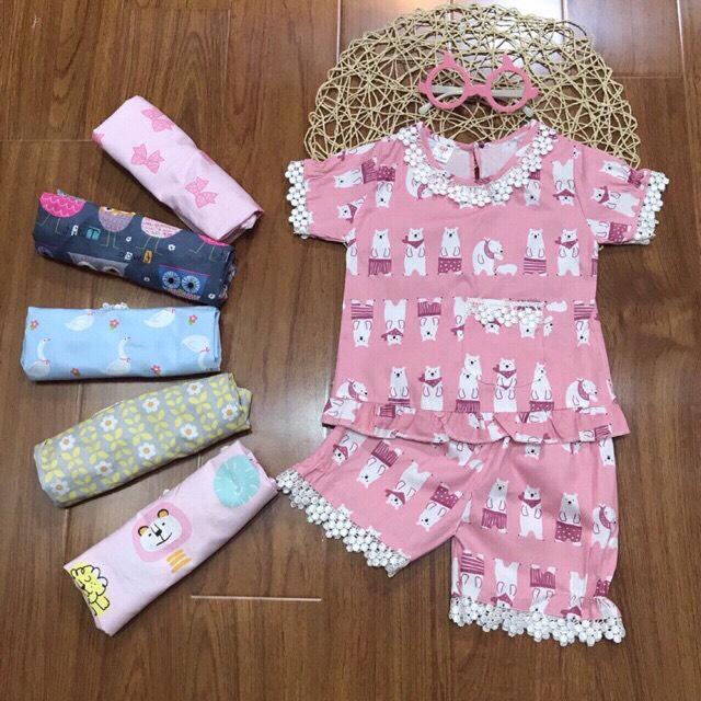 [HCM]Bộ đồ thô lua pha ren cho bé gái (kèm bảng size hình cuối)