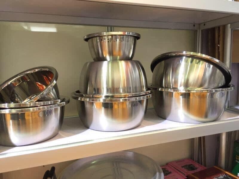 Set 5 chậu inox 18cm,20cm,22cm,24cm,26cm