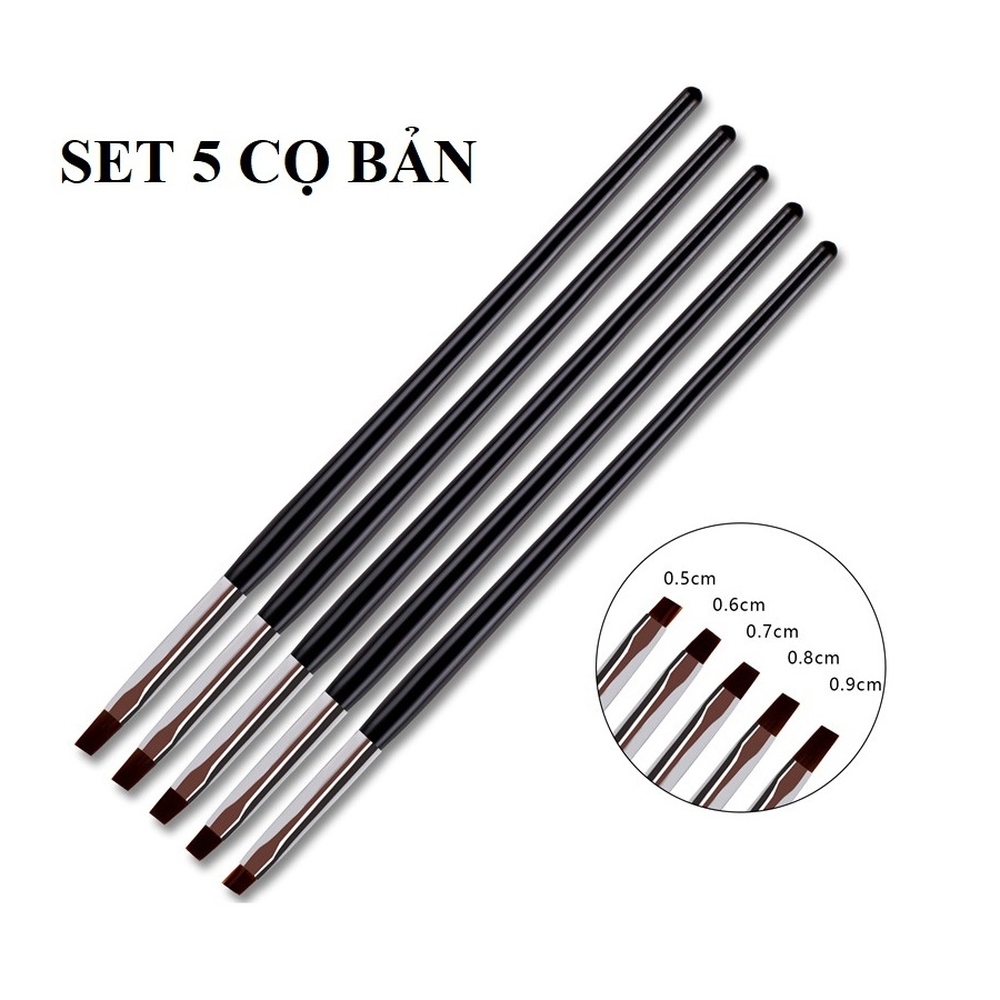 Set 5 cọ bản vẽ móng cán đen
