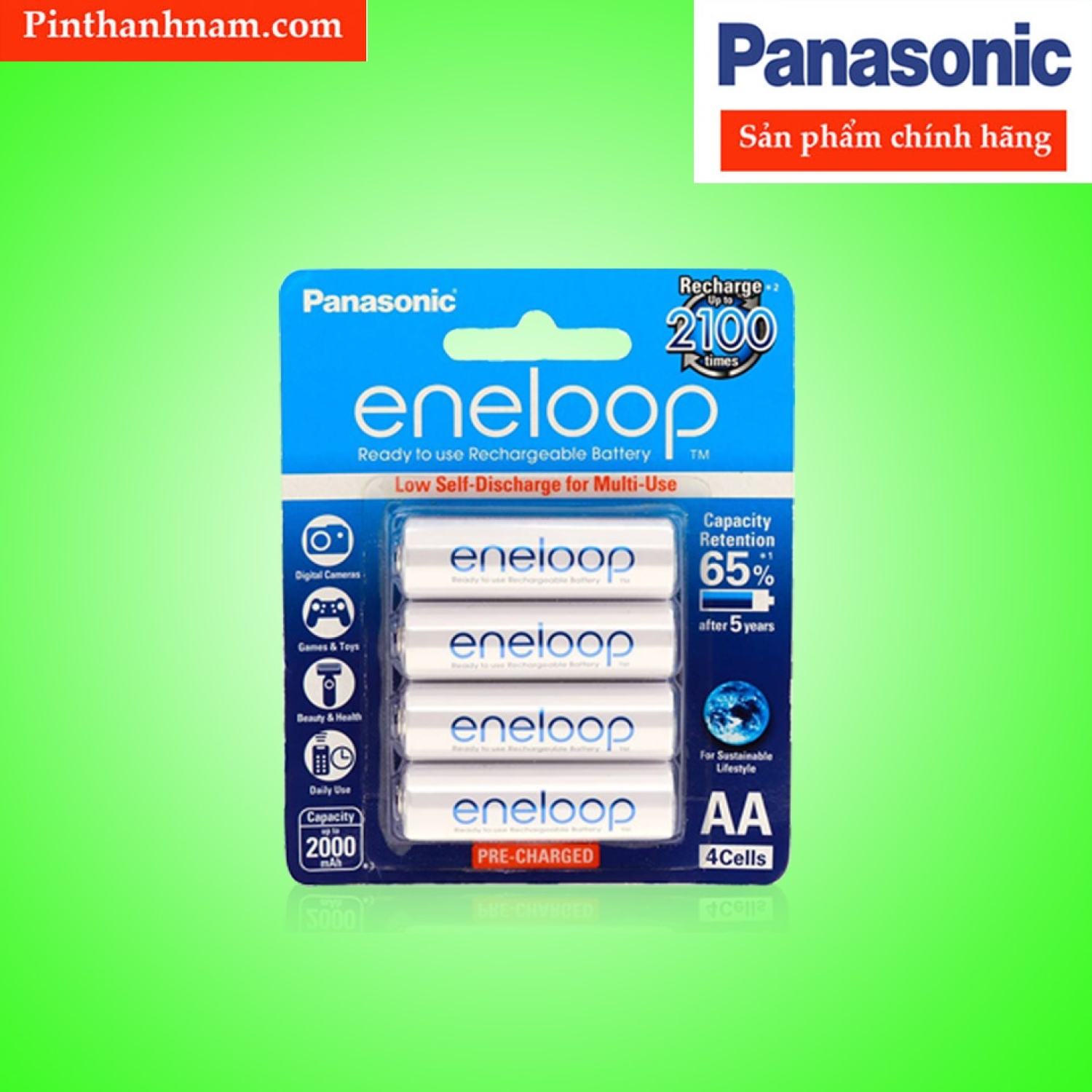 Pin sạc AA Eneloop Panasonic 2000mAh vỉ 4 viên chính hãng