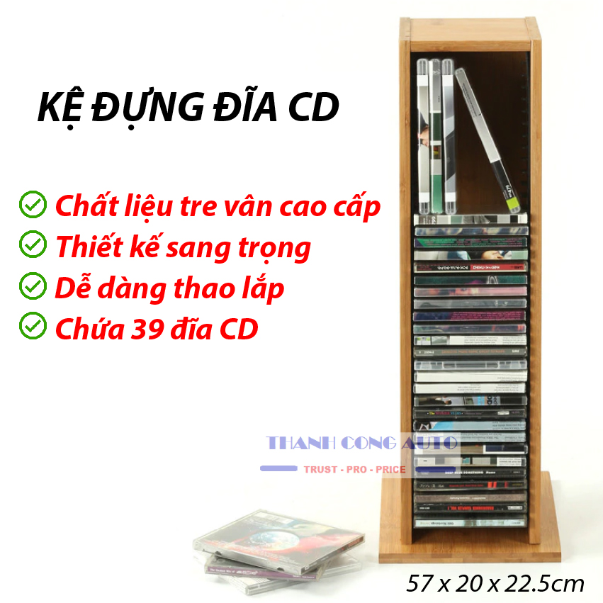 Kệ đựng đĩa CD DVD bằng tre loại cao cấp kệ chứa 39 đĩa