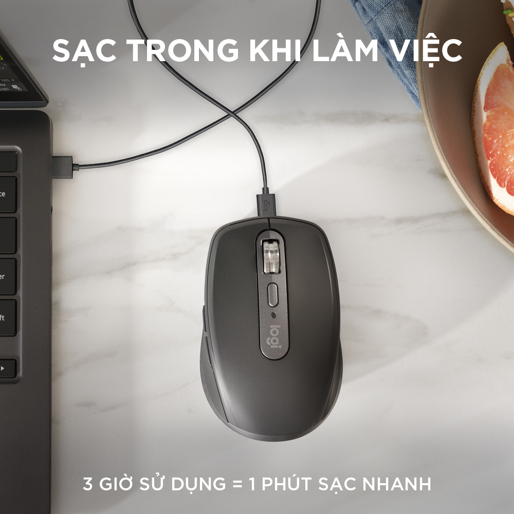 Chuột không dây Logitech MX Anywhere 3S Silent - Cuộn nhanh, 8000 DPI, lướt trên mọi bề mặt, USB C, Bluetooth, Windows PC, Linux, Chrome, Mac