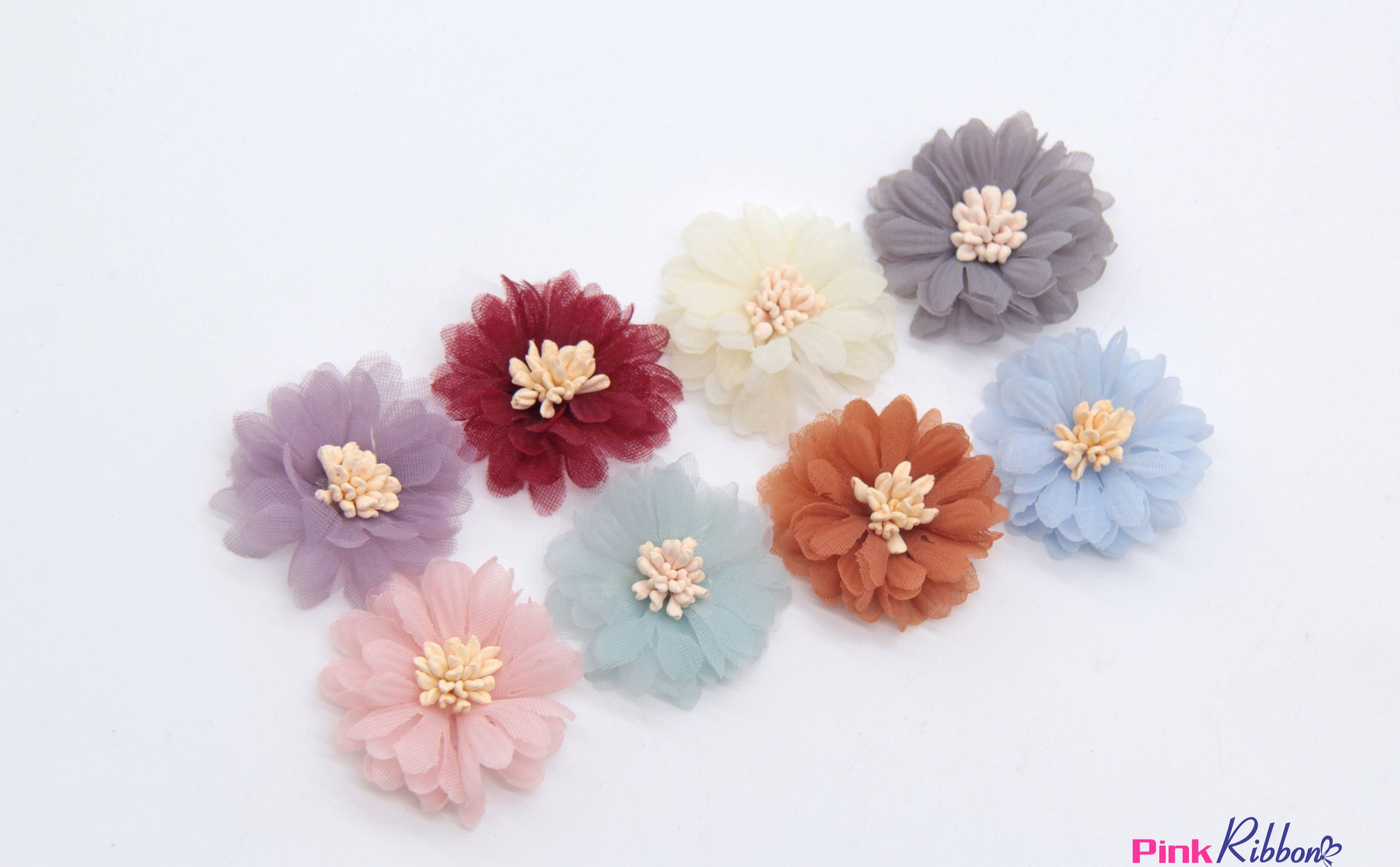 Hoa cúc voan bé cỡ 3.5cm làm phụ liệu thời trang, may mặc