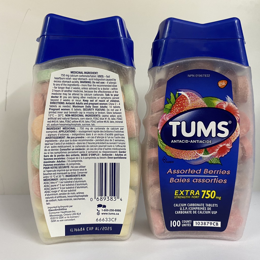 Kẹo Trái cây Tums Extra Strength Smoothies 100 viên
