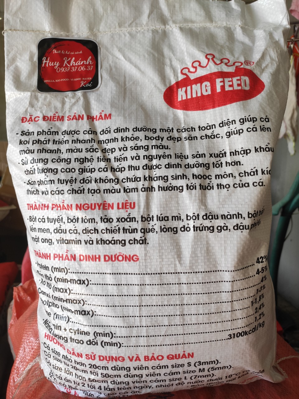 Cám cá Koi tăng trưởng King Feed-42%đạm (5kg)