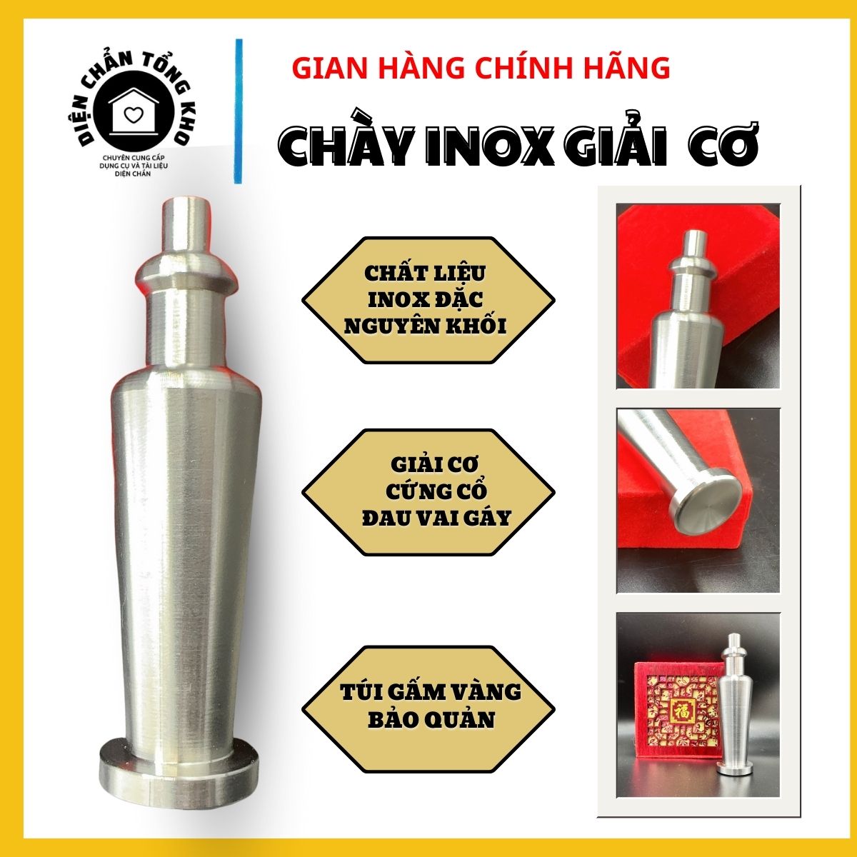 Dụng cụ chày đồng inox giải cơ diện chẩn