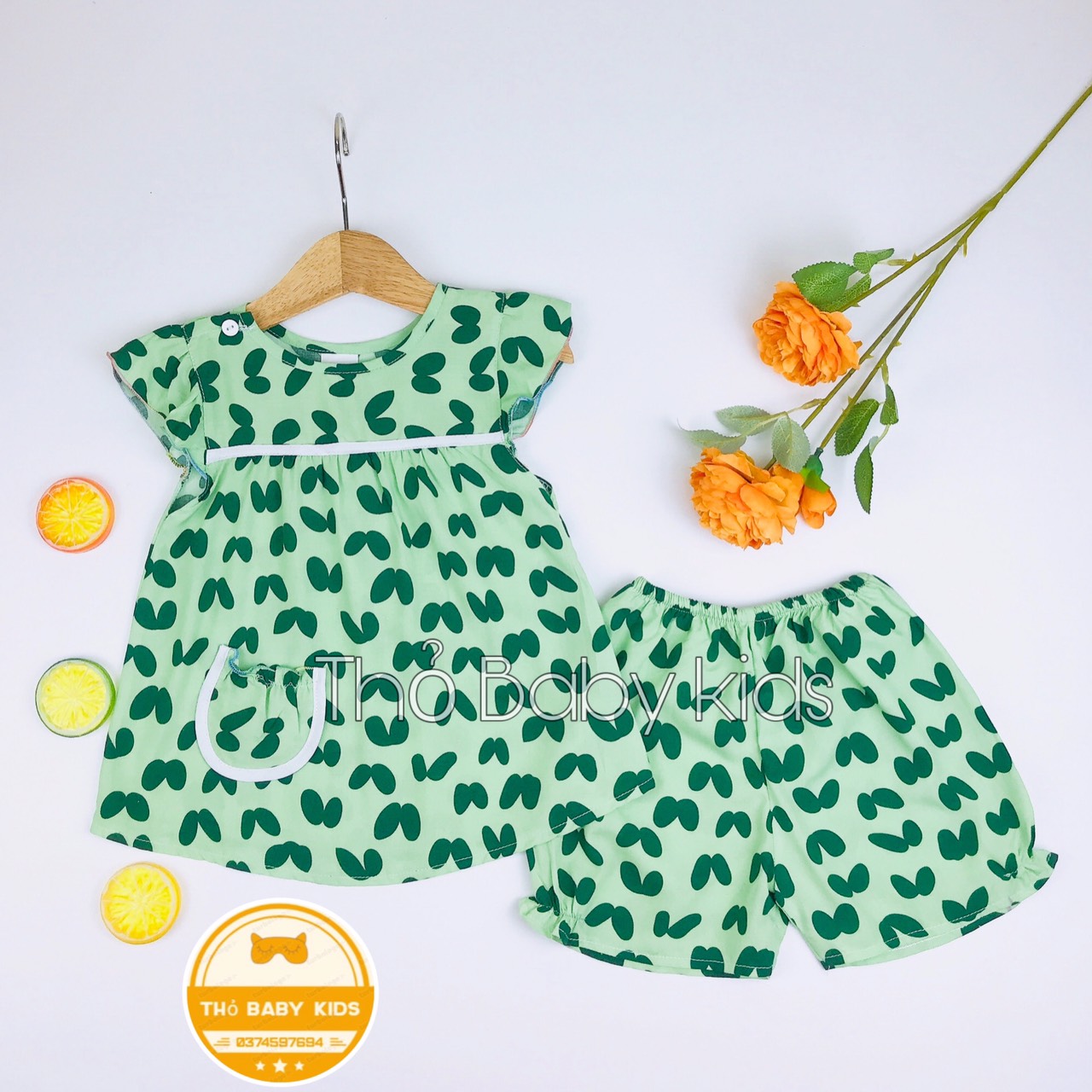 Bộ lanh,Tole bé gái cánh tiên quần đùi thỏ baby kids