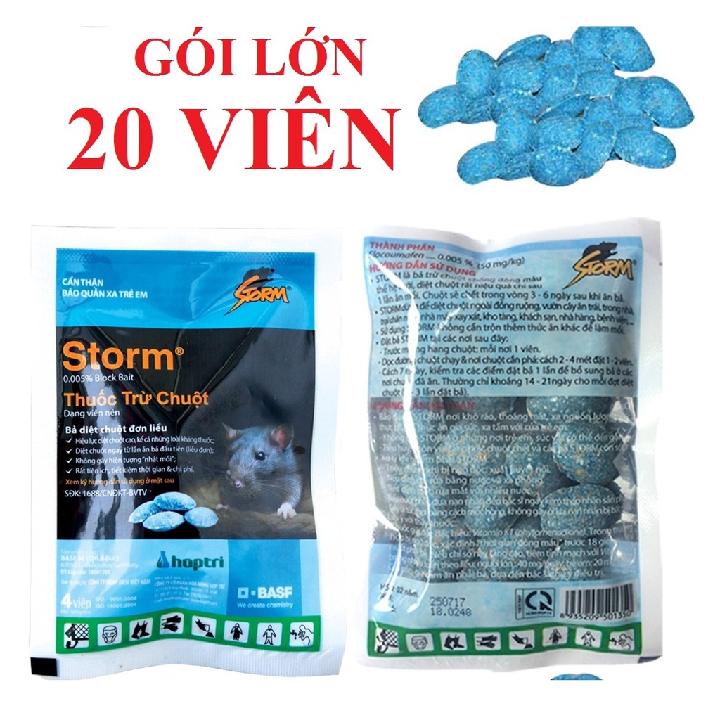 bả chuột, KẸO diệt chuột storm 20 viên 1 gói