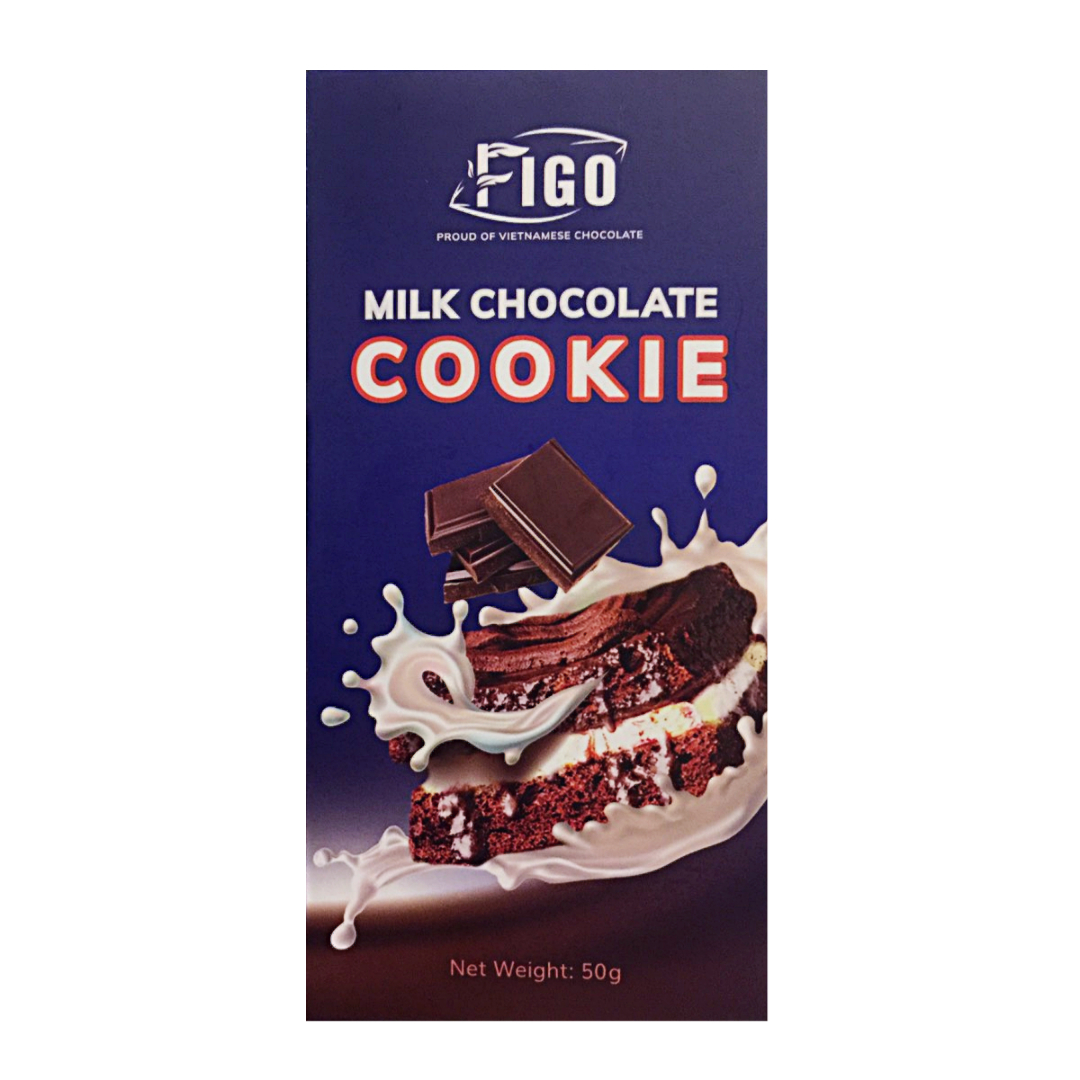 SIÊU NGON-50G Kẹo socola sữa nhân bánh Cookie 50g FIGO, đồ ăn vặt siêu