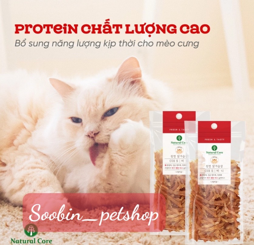 Snack natural core ức gà sấy cho mèo