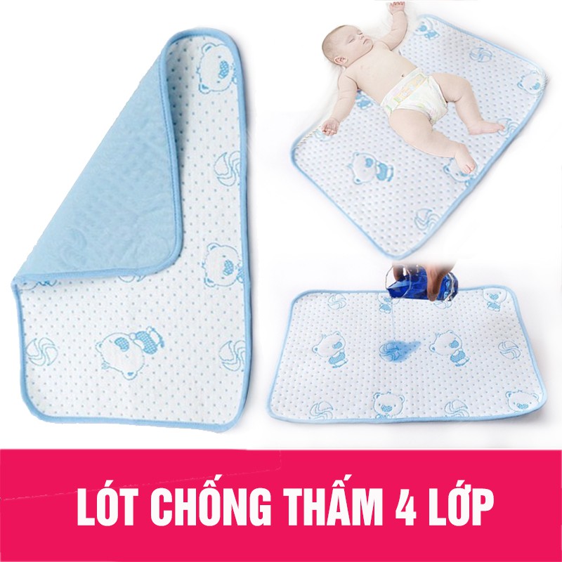 [ Xả hàng] Tấm Lót Chống Thấm 4 Lớp Cho Bé Sơ Sinh