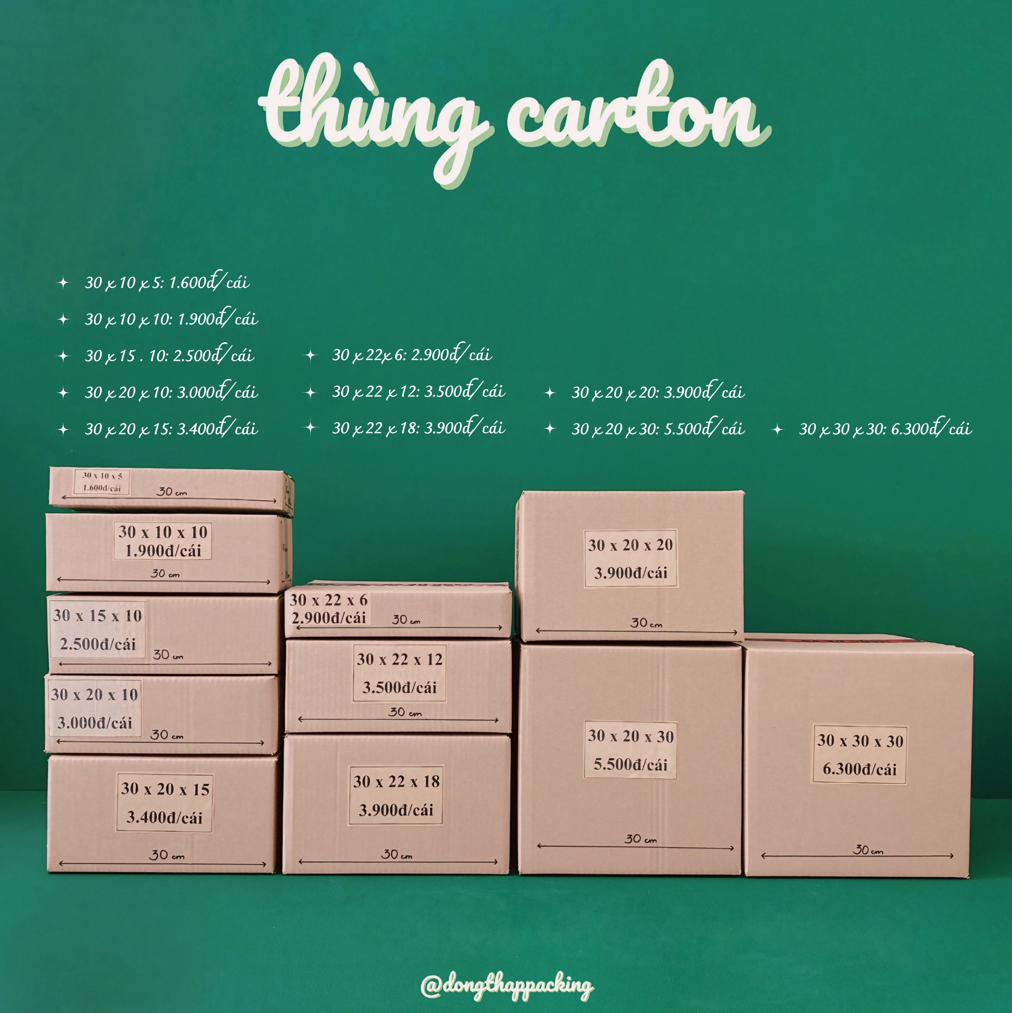 Kích thước 30x22x6 cm Combo 50 hộp carton đóng gói hàng hóa