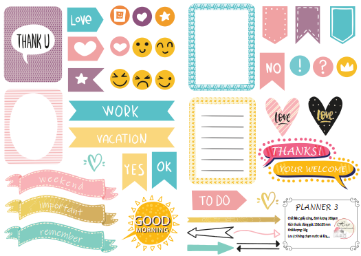 Sticker trang trí sổ bullet journal, sổ planner, nhât ký