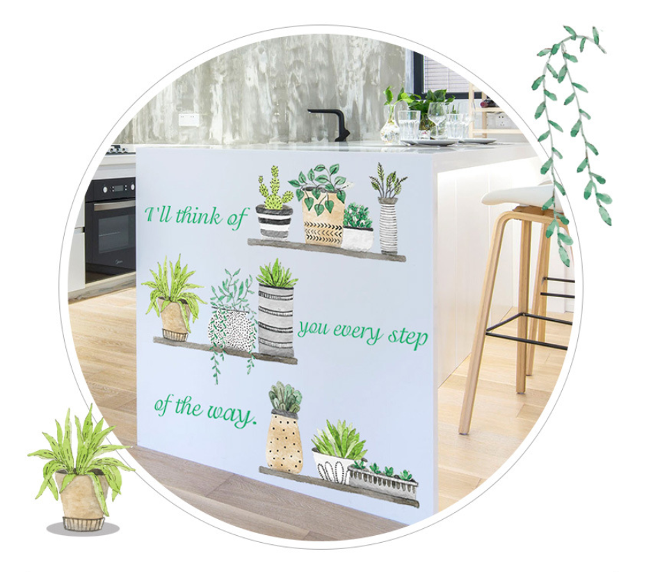 HCM Decal dán trang trí tường - Nhiều Chậu lớn 04