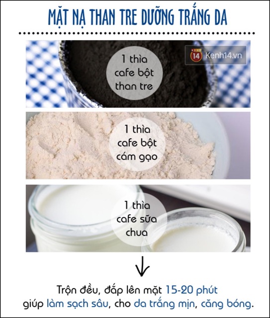 100g Bột đắp mặt Cám gạo & than hoạt tính Dưỡng trắng da