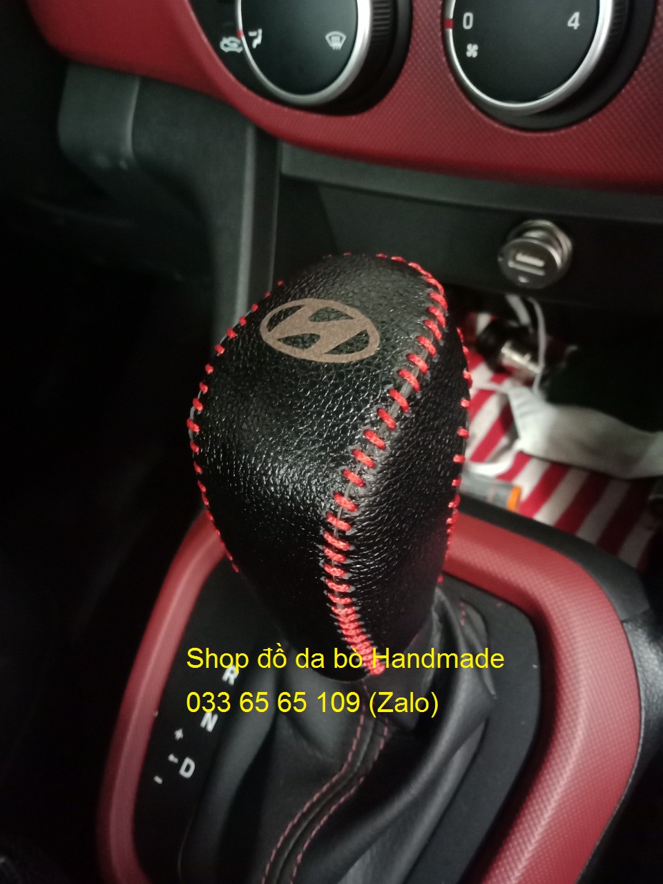 Bọc da cần số & phanh tay xe Hyundai I10 (AT) số tự động băng da bò