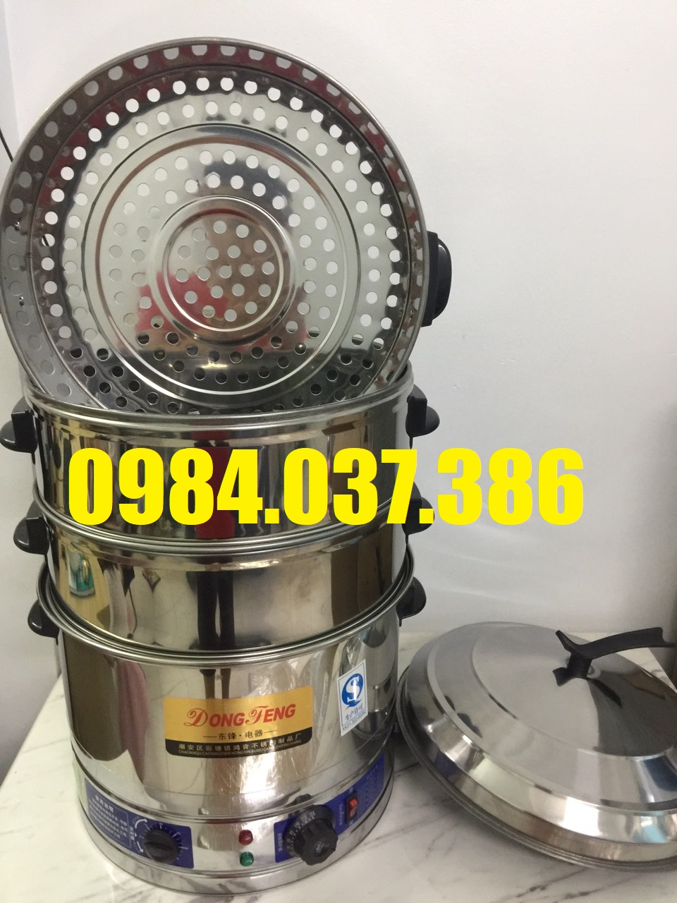 Nồi hấp bánh bao bằng điện công nghiệp 3 tầng đường kính 47cm