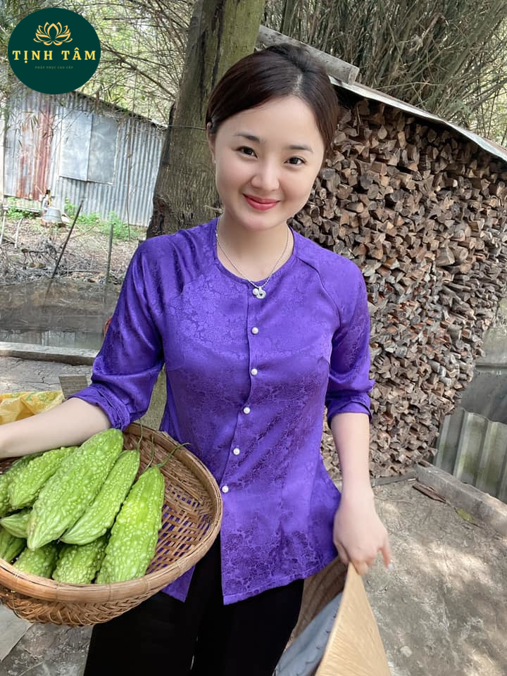 Áo Bà Ba Lụa Gấm Cao Cấp ,Bán Rời Áo Và Quần, Đồ Lam Đi Lễ Chùa Hàng Cao Cấp Chất Mềm Mịn Ko Bai, Ko Xù Mặc Cực Thoải Mái Duyên Dáng