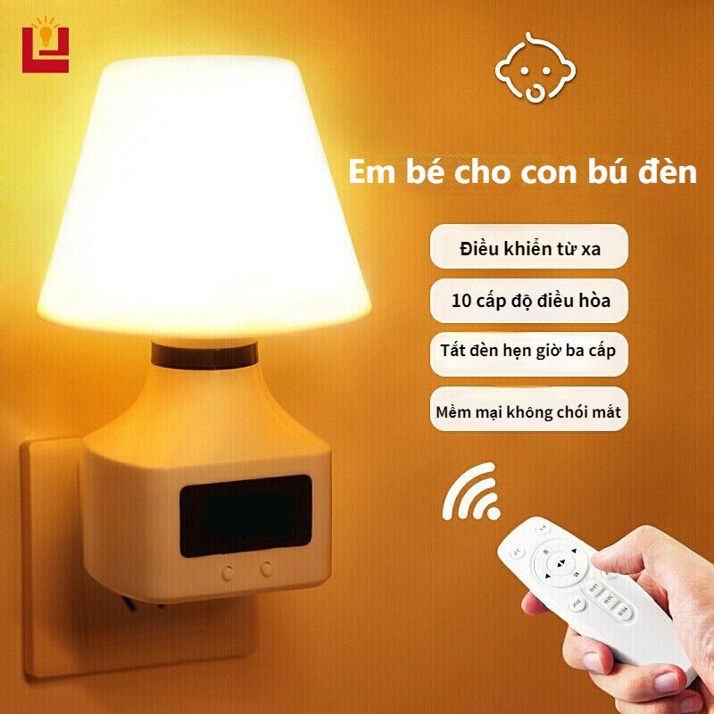 Led Small Night Light Intelligent Remote Control Clock Light Bedroom Night Light Bedside Lamp Small Table Lamp Timer Switch Ten-Speed Dimming