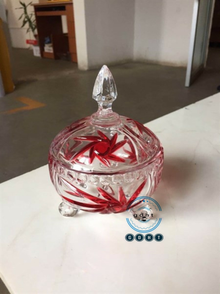 Hũ thủy tinh đựng mứt 3 chân màu