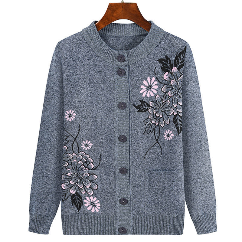 Áo khoác nữ trung niên cho người già cao tuổi, áo len nữ trung niên cho bà cho mẹ,áo len cardigan cổ bẻ sang trọng