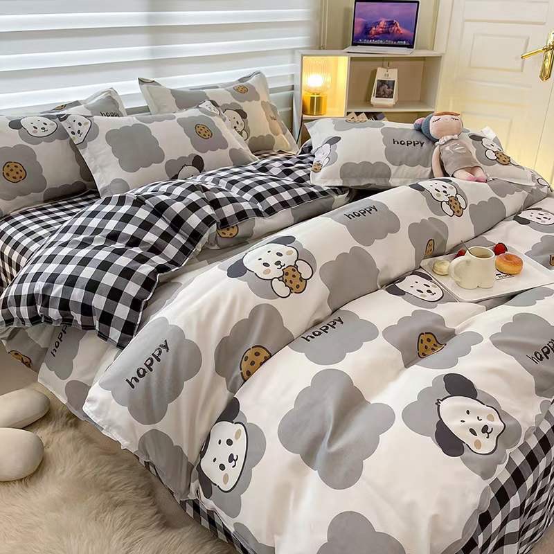 Chăn Ga Gối Cotton 3D Mịn Decor - Không kèm ruột - Set Drap Giường Vỏ Gối Vỏ Chăn Dễ Thương Có Khoá Kéo