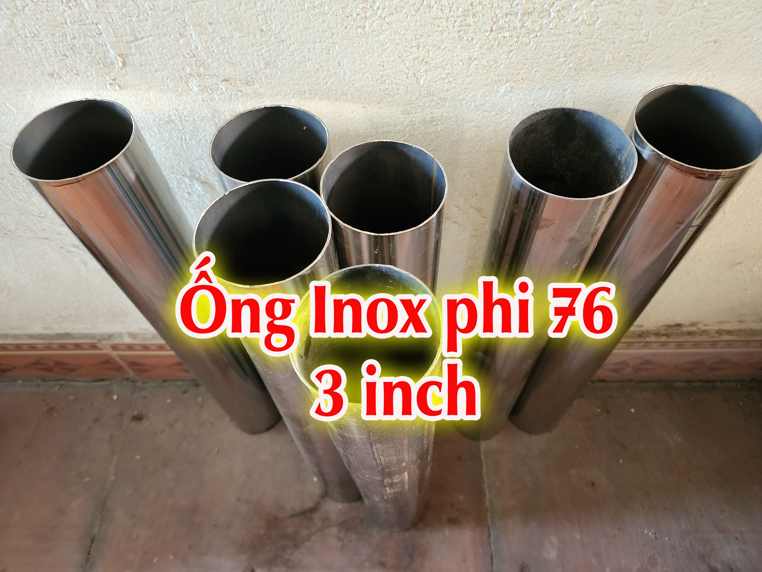 ống inox 201 phi 76 dài 50cm(3 inch motar)