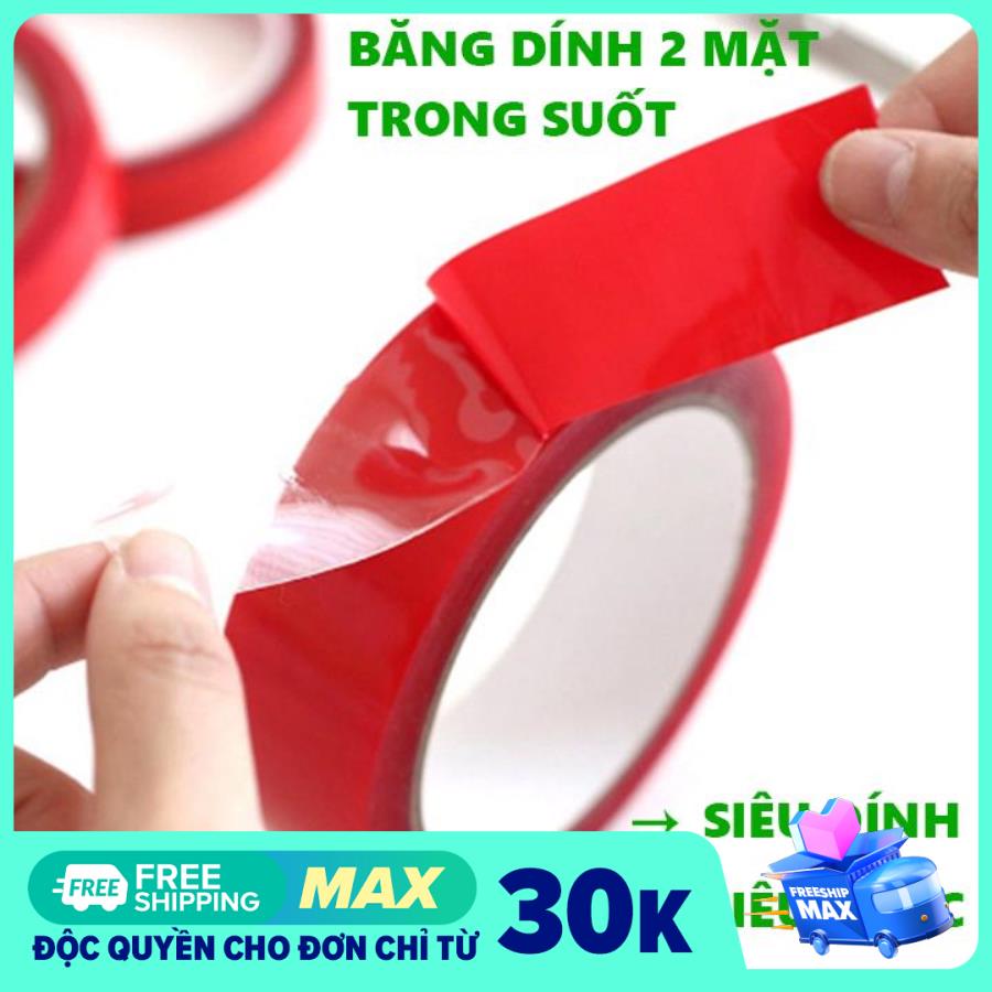 Băng Dính, Băng Keo 2 Mặt Trong Suốt Chất Liệu Acrylic Siêu Bám Dính Siêu Chắc Chắn