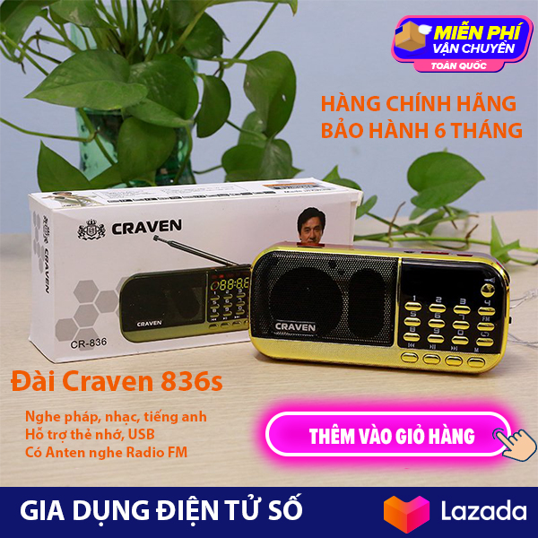 Máy nghe pháp nhạc mp3 loa thẻ nhớ Craven CR 836/836S đài FM đèn pin siêu trâu cam kết hàng đúng mô tả chất lượng đảm bảo Loa nghe niệm phật nghe nhạc thẻ nhớ đài FM Craven CR 836 Pin Sử Dụng Liên Tục Nhiều G