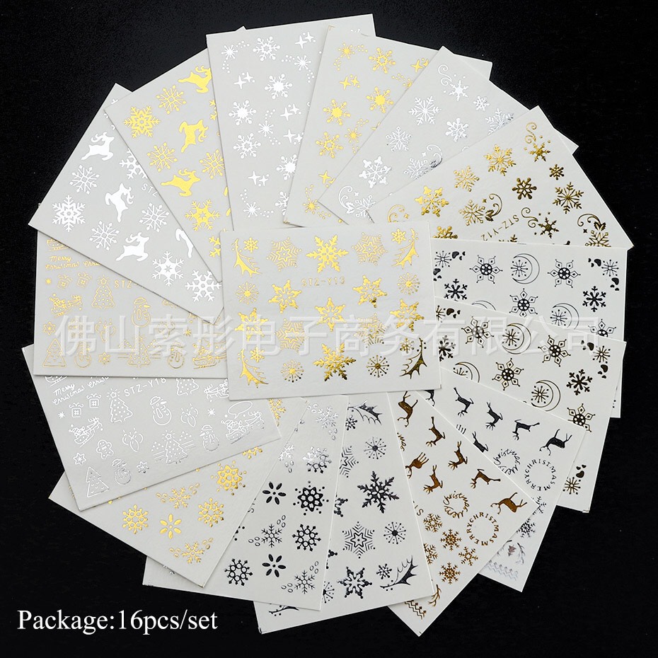 Sticker Nước Noel Dán Móng Tay ( Set 16 Tấm )