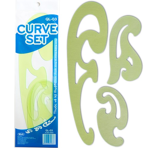 Thước vẽ kỹ thuật, Thước cong, Curve set Template Ruler QL-03 (bộ 3 cây)-Dụng cụ vẽ Tâm Tâm