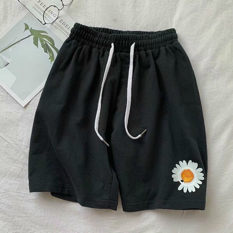Quần lửng nam nữ in hình bông cúc chất thun co giản thoải mái hiyu fashion